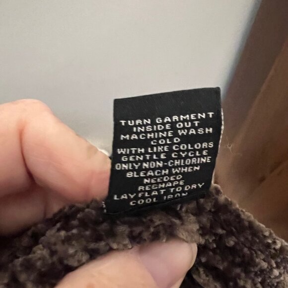 Women's open front chenille cardigan with hood olive green size small - Picture 5 of 6